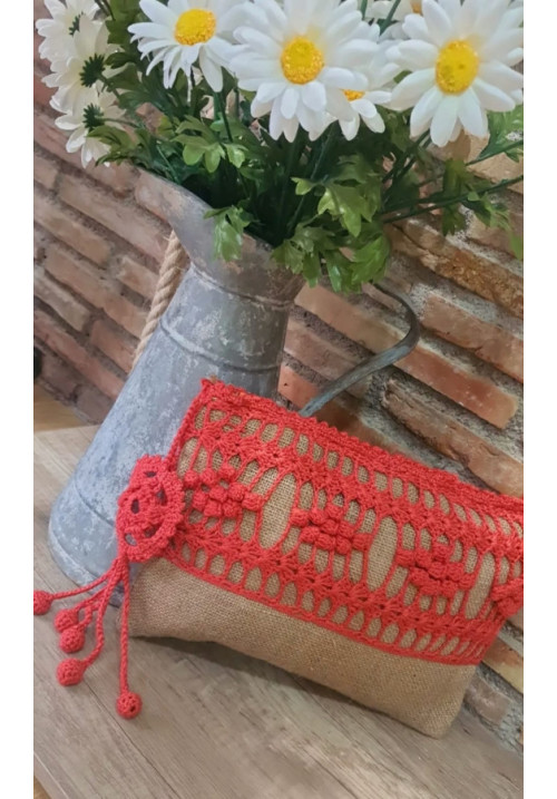 BOLSO DE MANO FRAMBUESA CROCHET