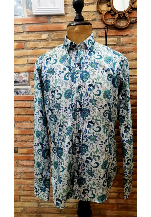 CAMISA ESTAMPADA VERDE/ AZUL 