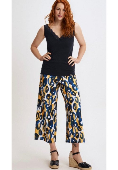 PANTALON ESTAMPADO AMARILLO / AZUL