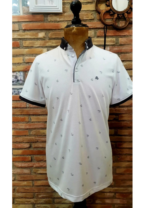 POLO ESTAMPADO BLANCO/ GRIS